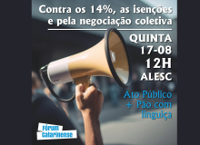 Quinta-feira (17) acontece ato pela revogação do desconto de 14% dos aposentados