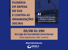 Plenária em defesa do SUS: contra as Organizações Sociais acontece nesta quinta