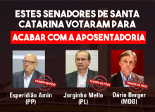 Senadores de SC votam a favor do fim da aposentadoria no primeiro turno